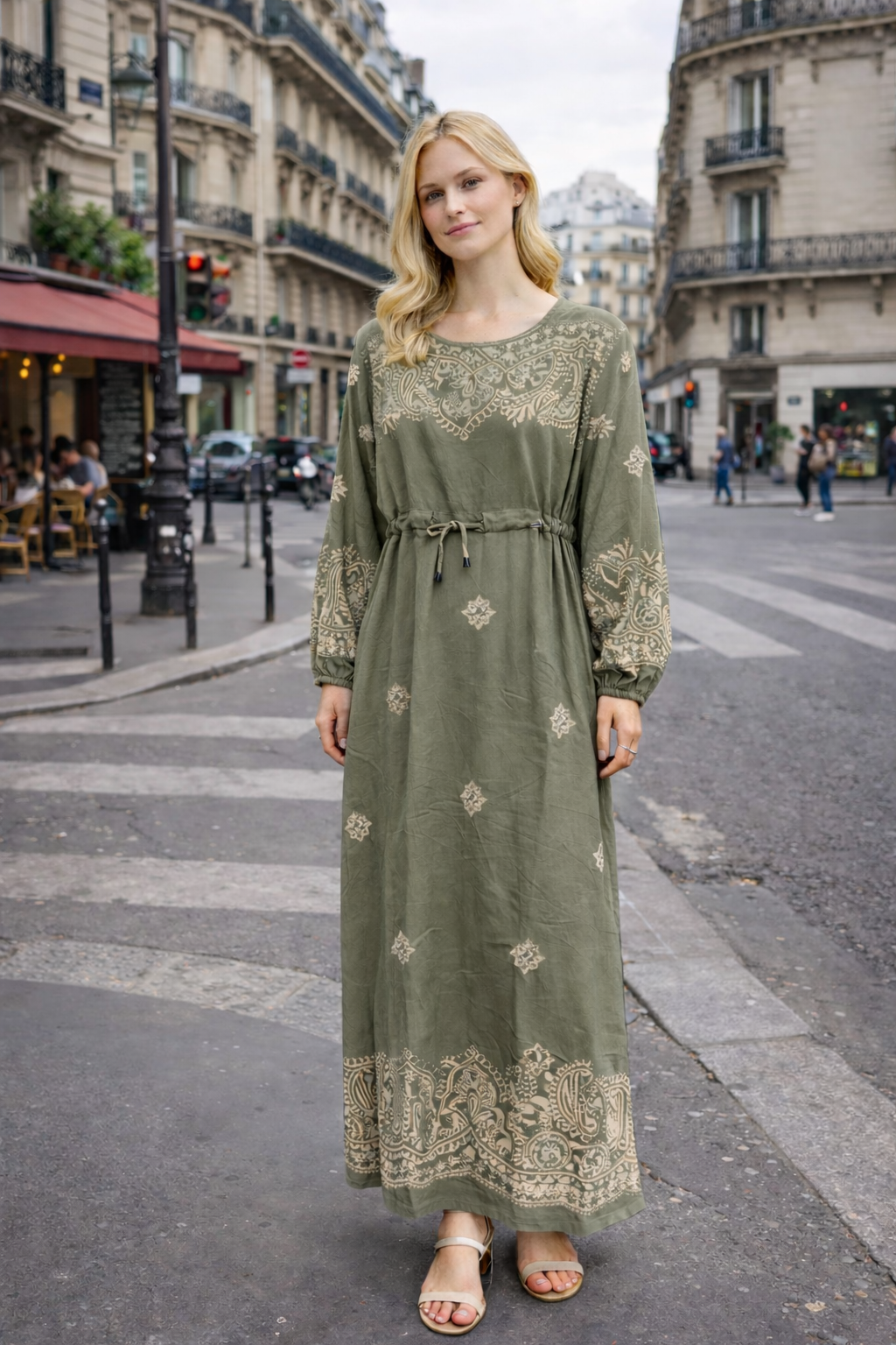 Robe longue broderie ethnique - YH2505-1