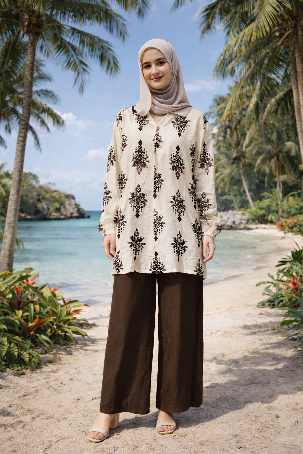 Ensembles longue fluide imprimée élégante - YH2553-1