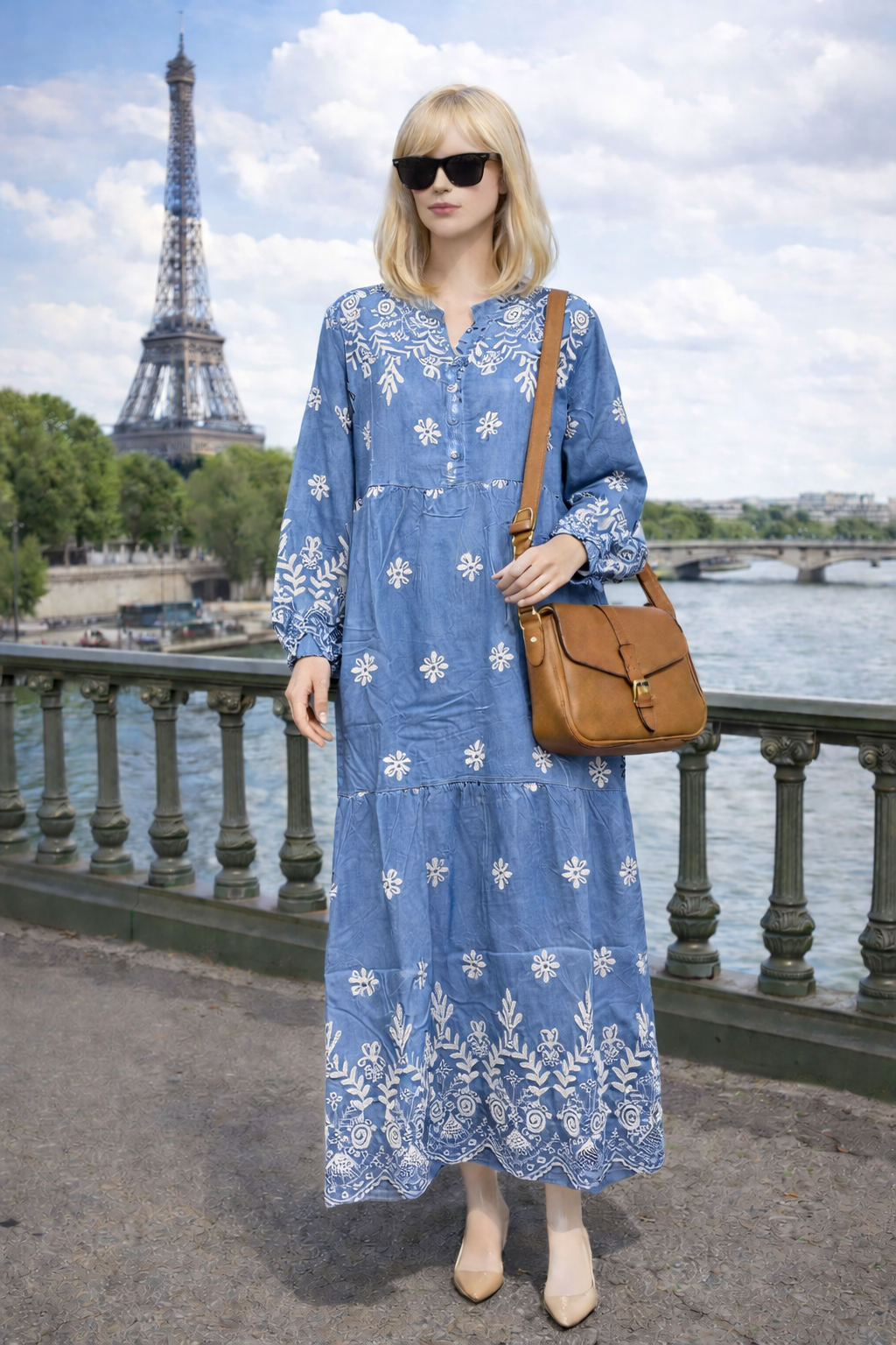 Robe longue bohème brodée ethnique – YH2397-3