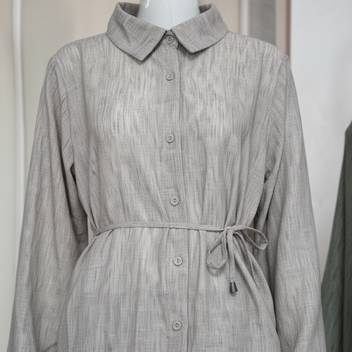 Ensemble 2 pièces lin – Chemise fluide & Jupe  large - ZJ2402-2