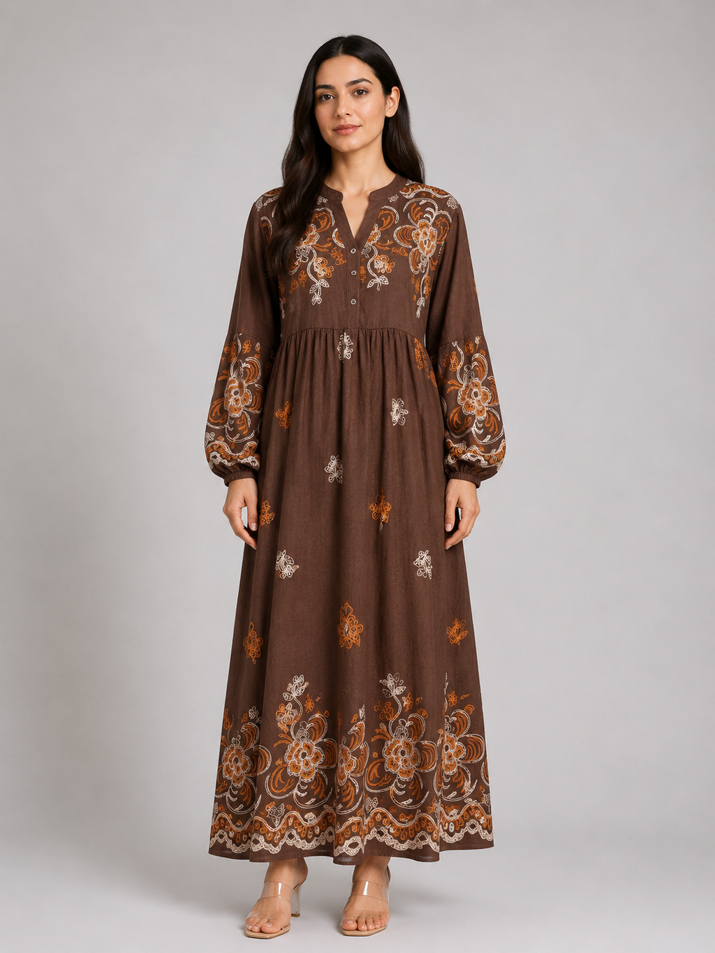 Robe longue brodée florale - DY2602