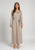 Robe longue satinée col V - MY2538