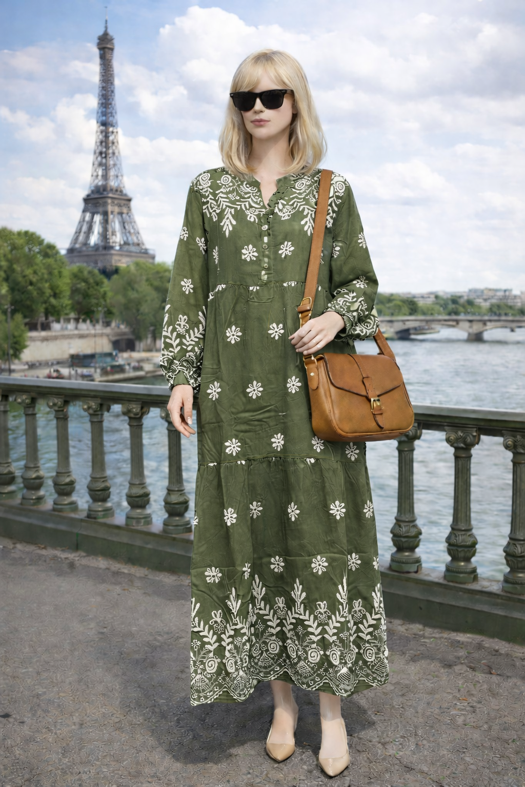 Robe longue bohème brodée ethnique – YH2397-3