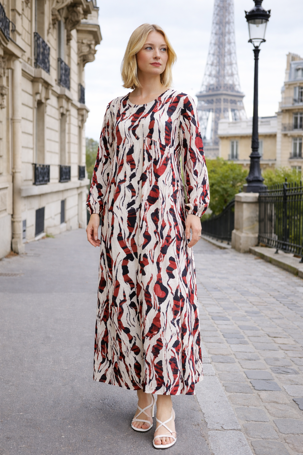 Robe longue imprimée fluide - YH2404