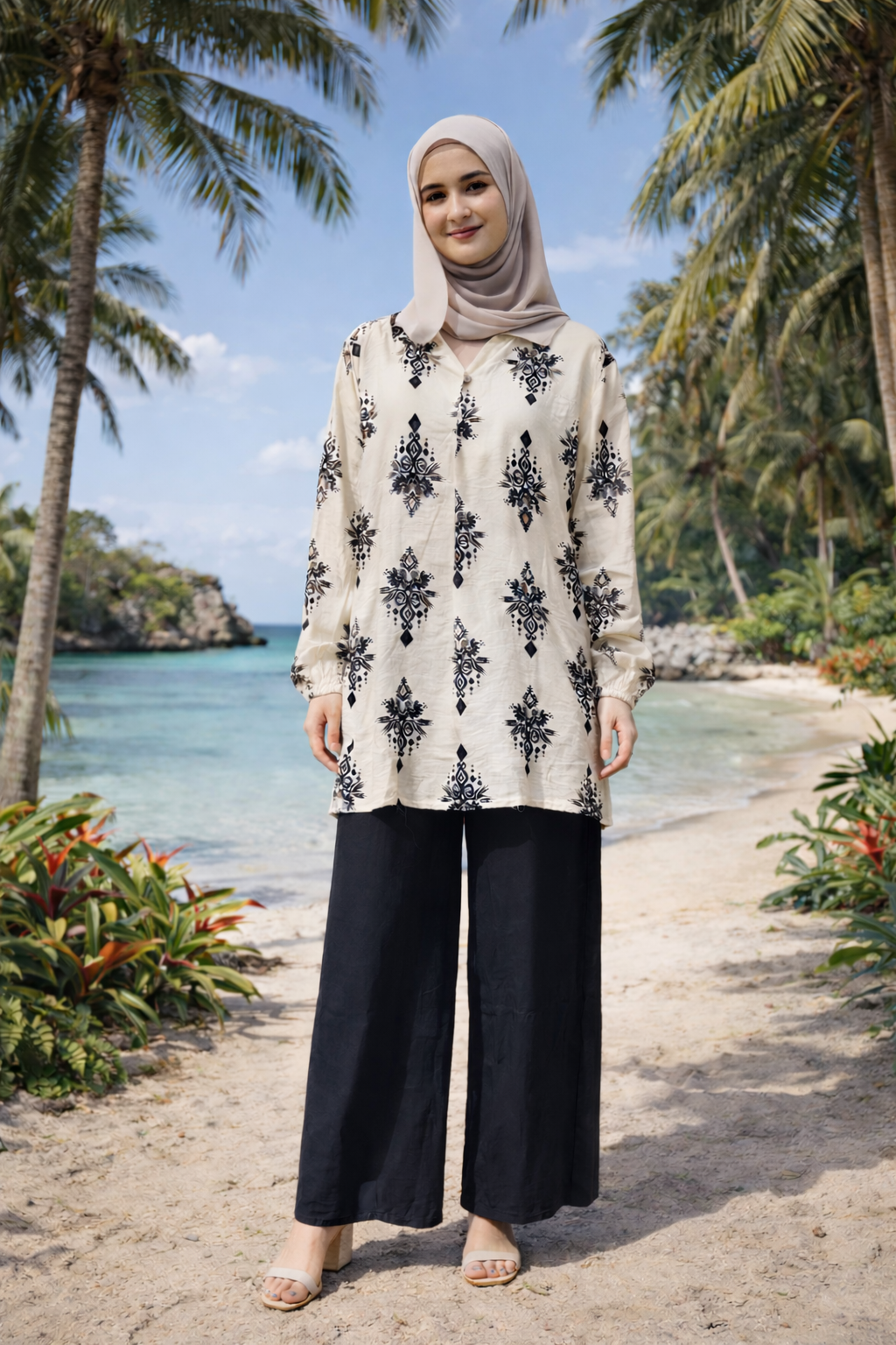 Ensembles longue fluide imprimée élégante - YH2553-1