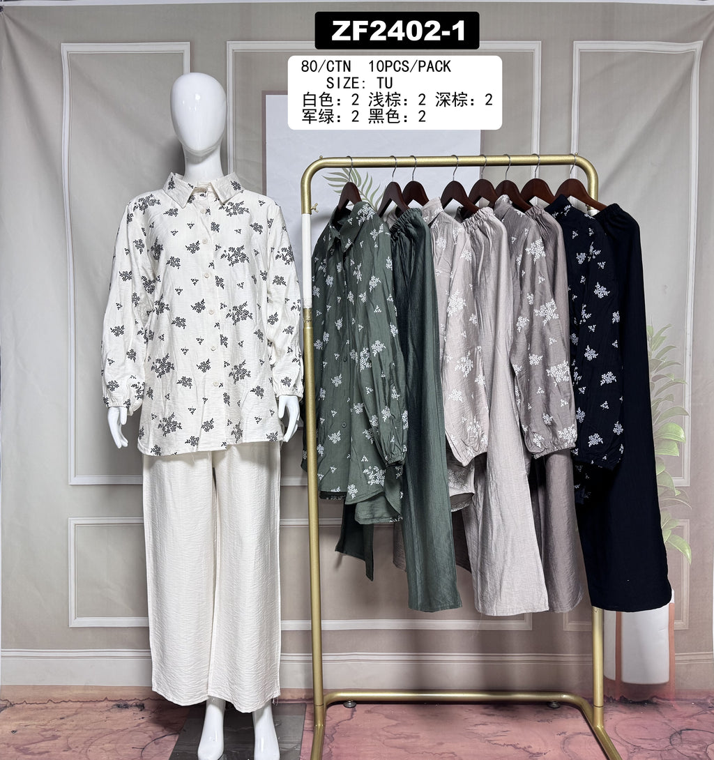 Ensemble 2 pièces chemise + pantalon imprimé – ZF2402-1