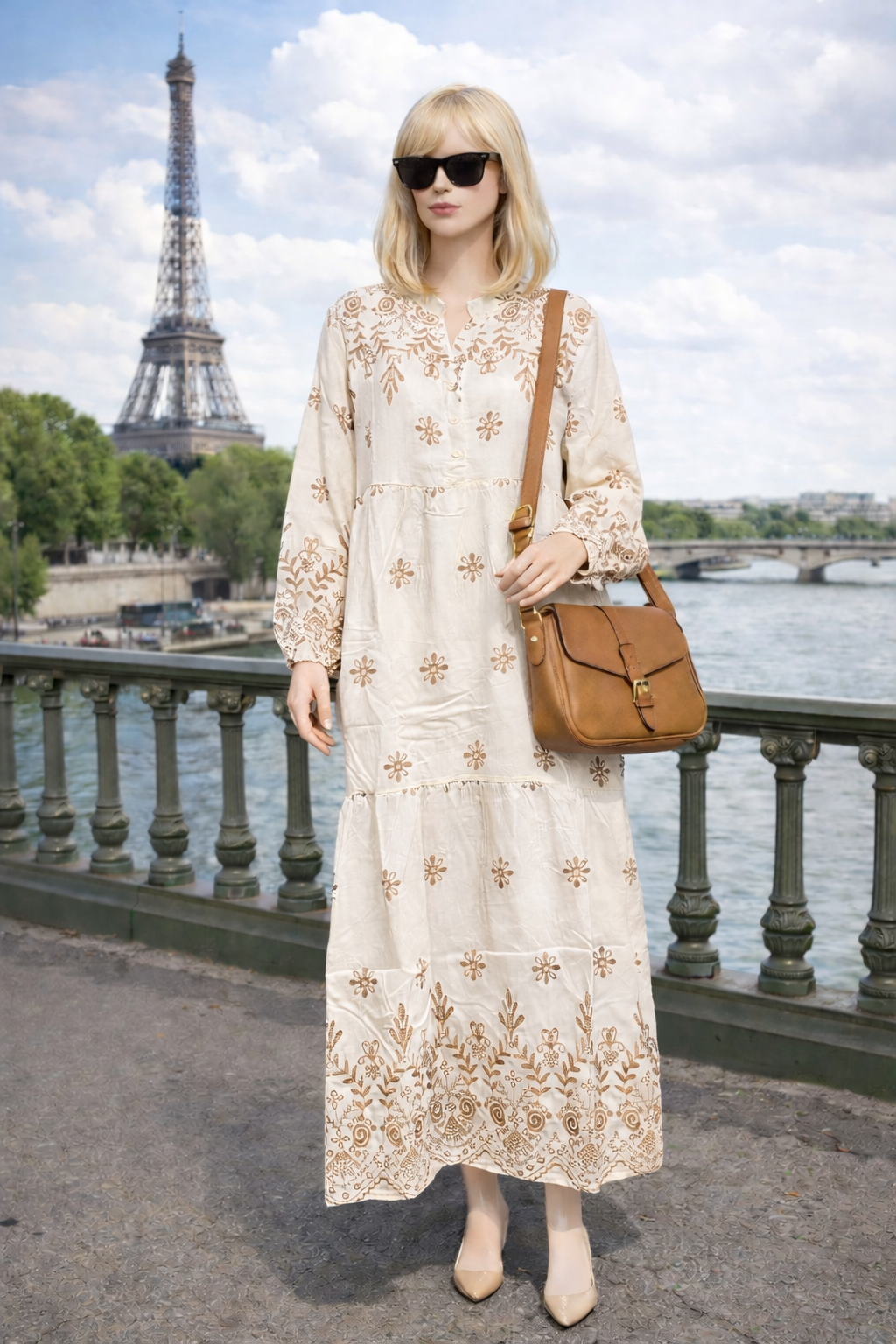 Robe longue bohème brodée ethnique – YH2397-3