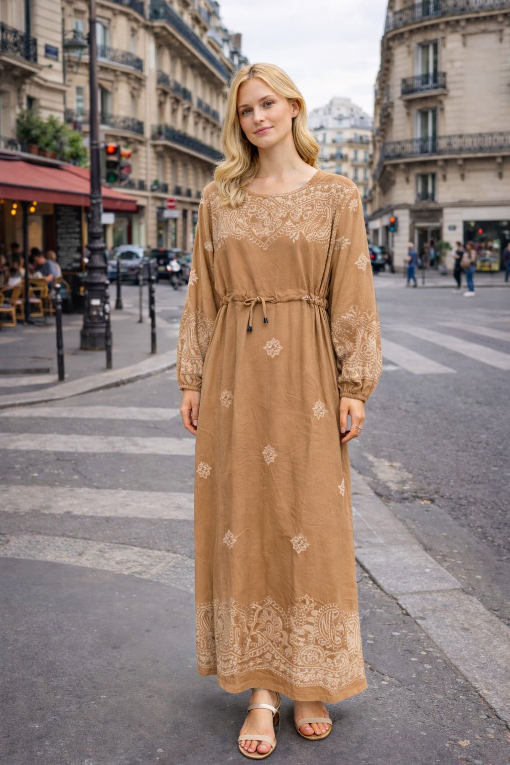 Robe longue broderie ethnique - YH2505-1