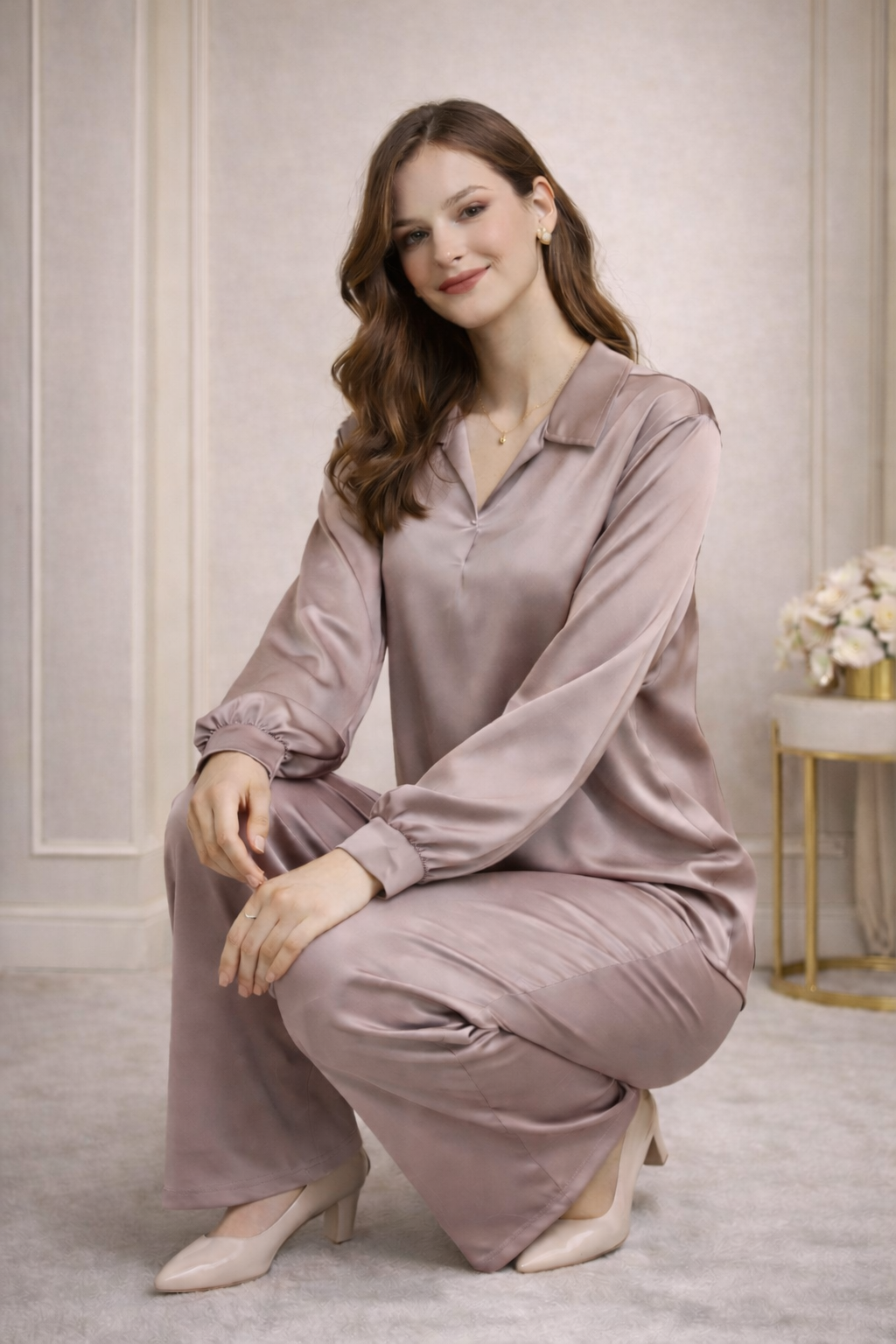 Ensemble Satin Luxe Femme – Coupe Ample & Raffinée - MY2541