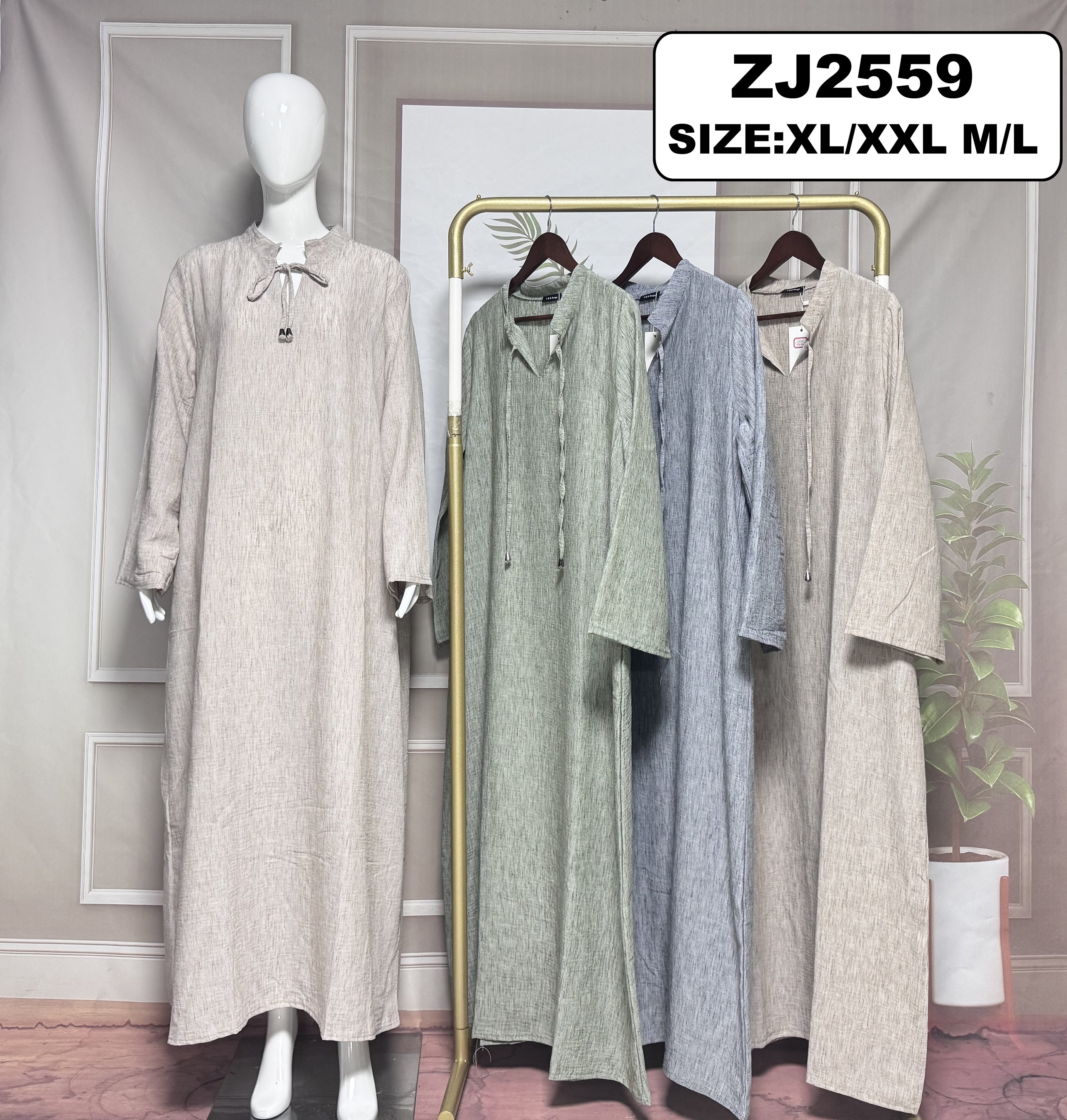 Robe longue lin – Coupe fluide et naturelle - ZJ2559