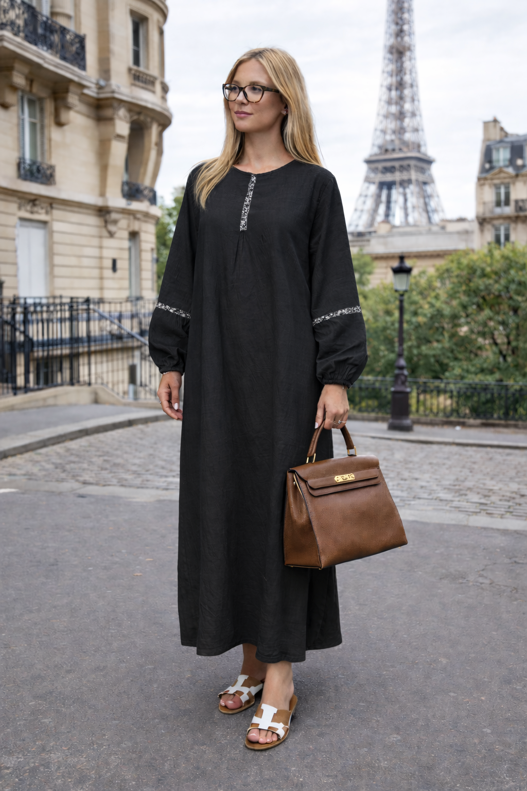 Robe longue minimaliste à détails pailletés – ZM2495