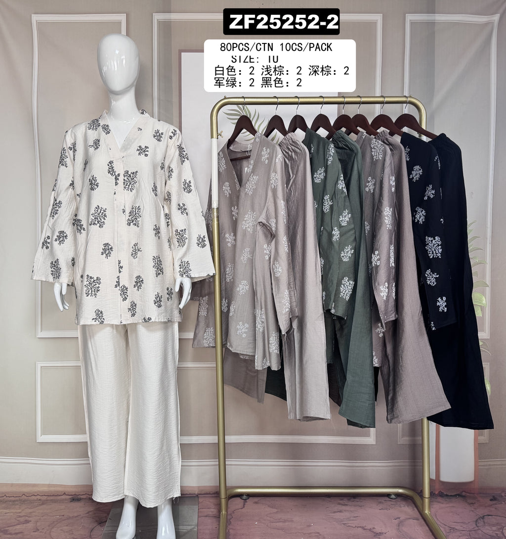 Ensemble tunique + pantalon imprimé fleurs – ZF25252-2