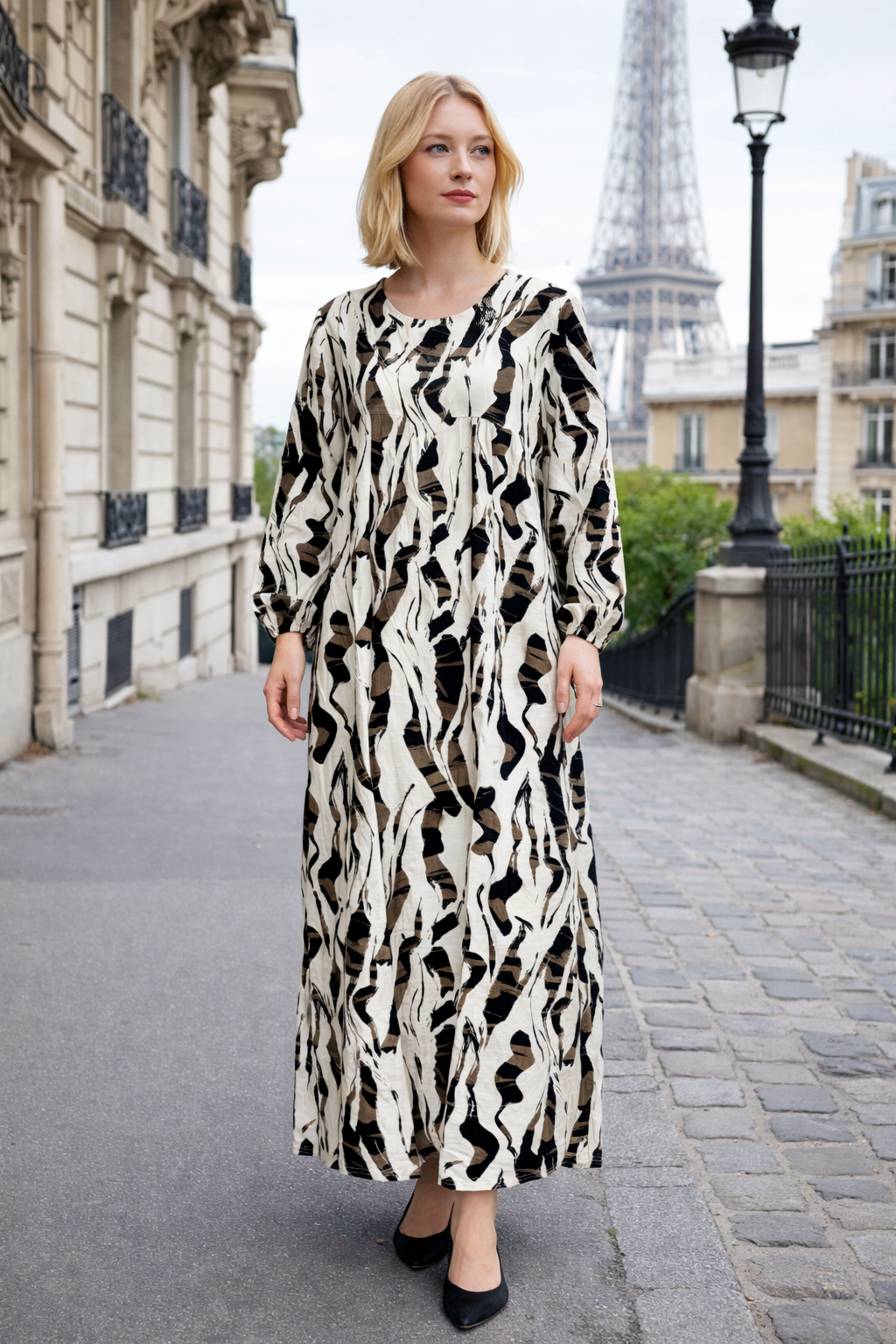 Robe longue imprimée fluide - YH2404