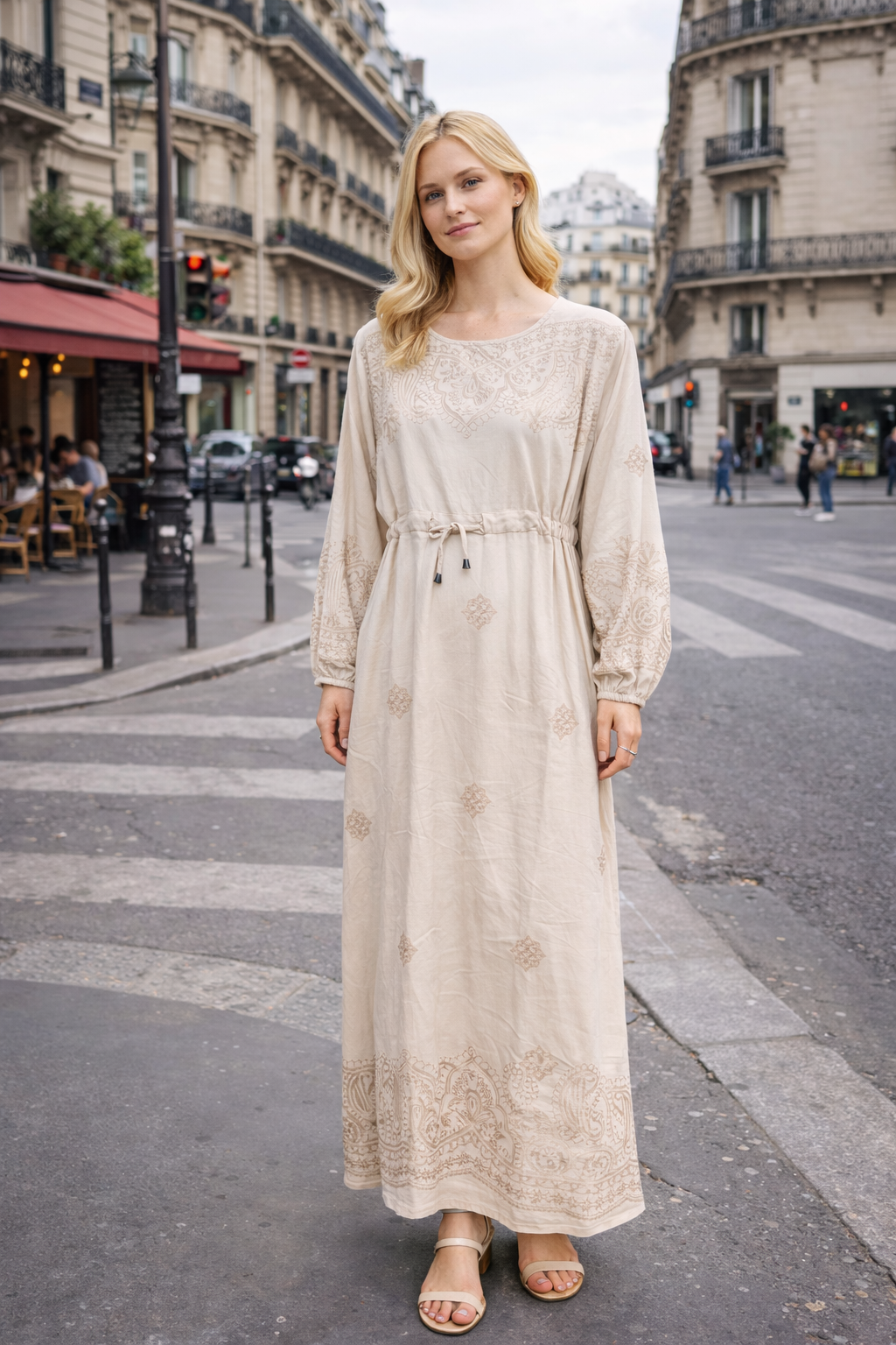 Robe longue broderie ethnique - YH2505-1