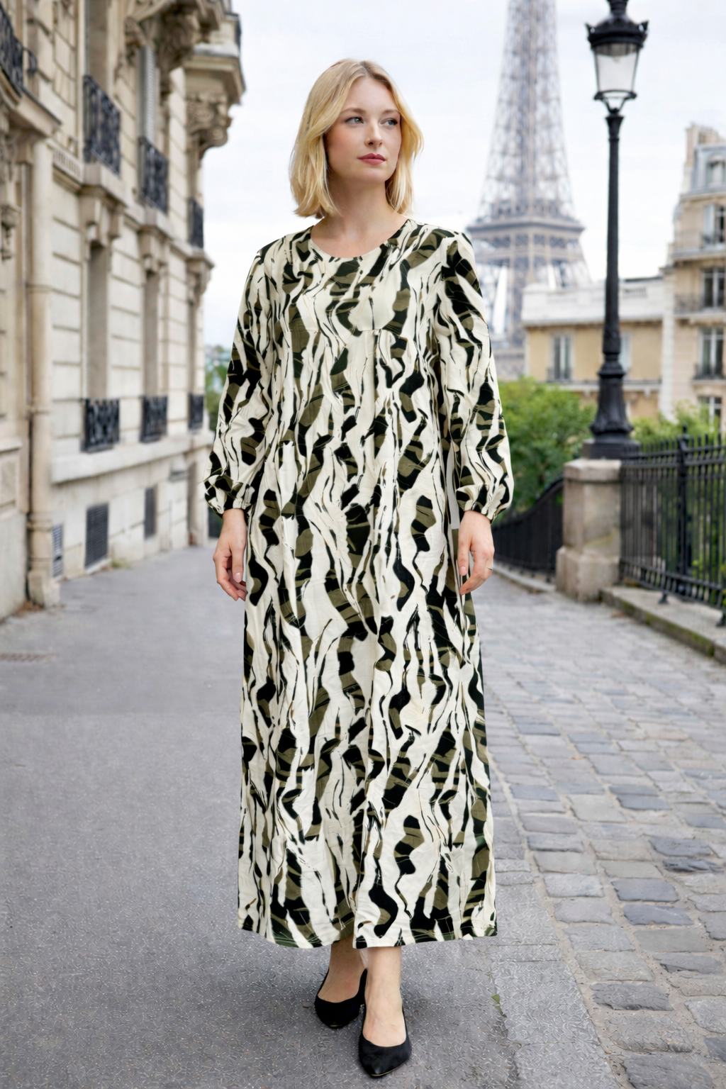 Robe longue imprimée fluide - YH2404
