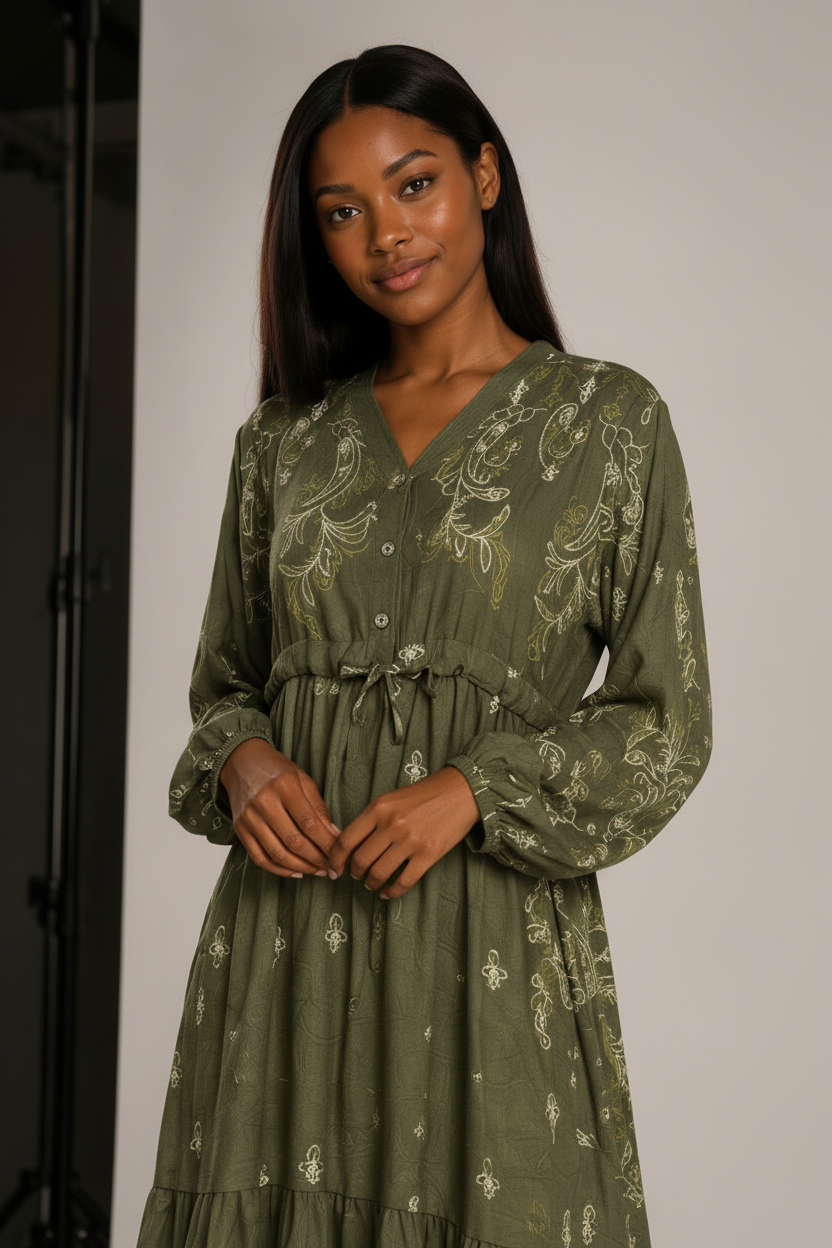 Robe longue brodée style oriental - DY2601
