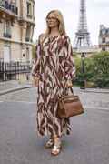 Robe longue imprimé abstrait “feuilles” – SY2437