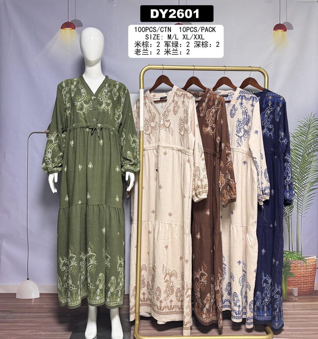 Robe longue brodée style oriental - DY2601