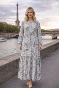 Robe longue imprimée paisley ceinturée – XW2408-2