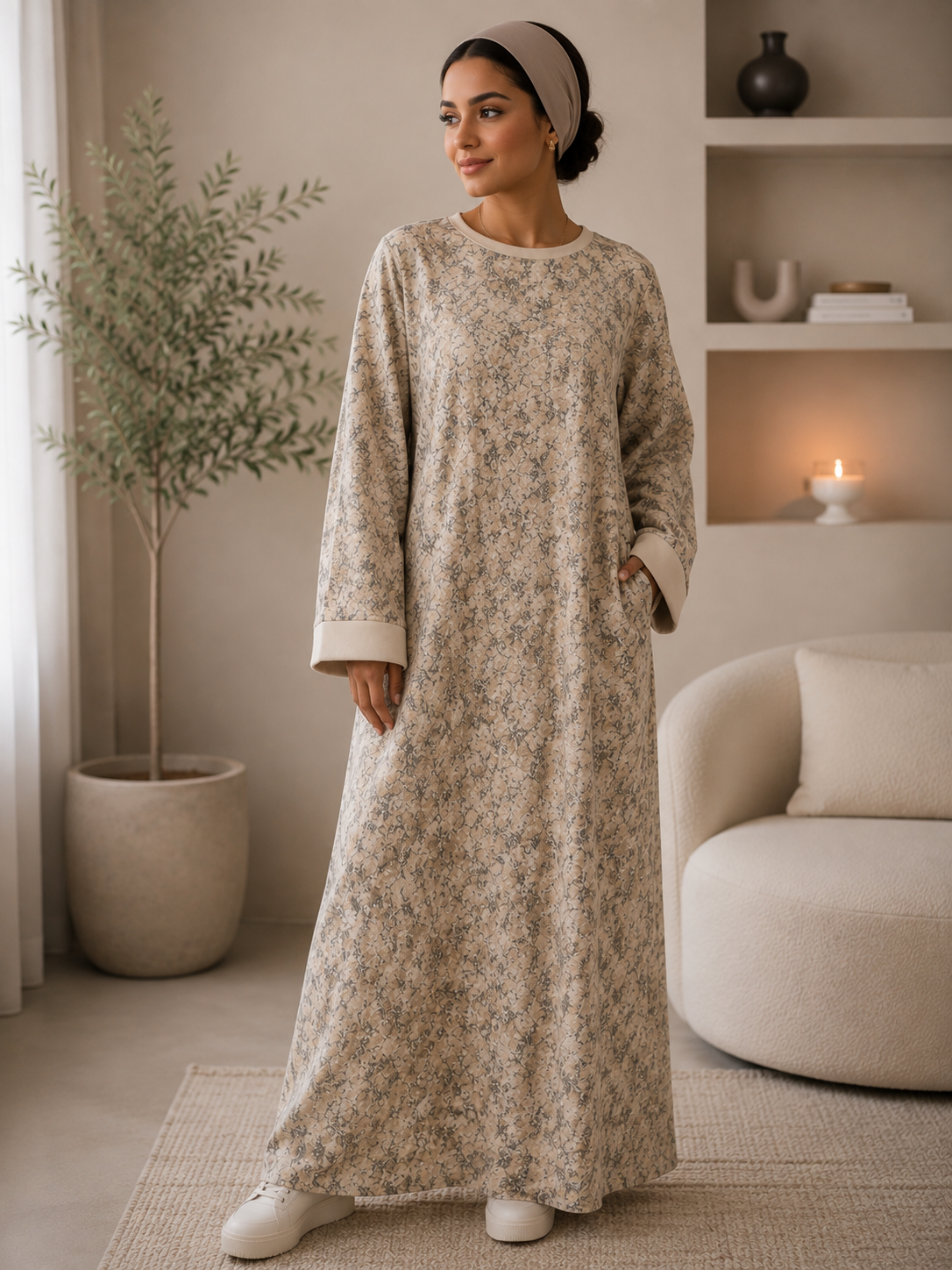 KQ2447A – Robe longue effet chiné