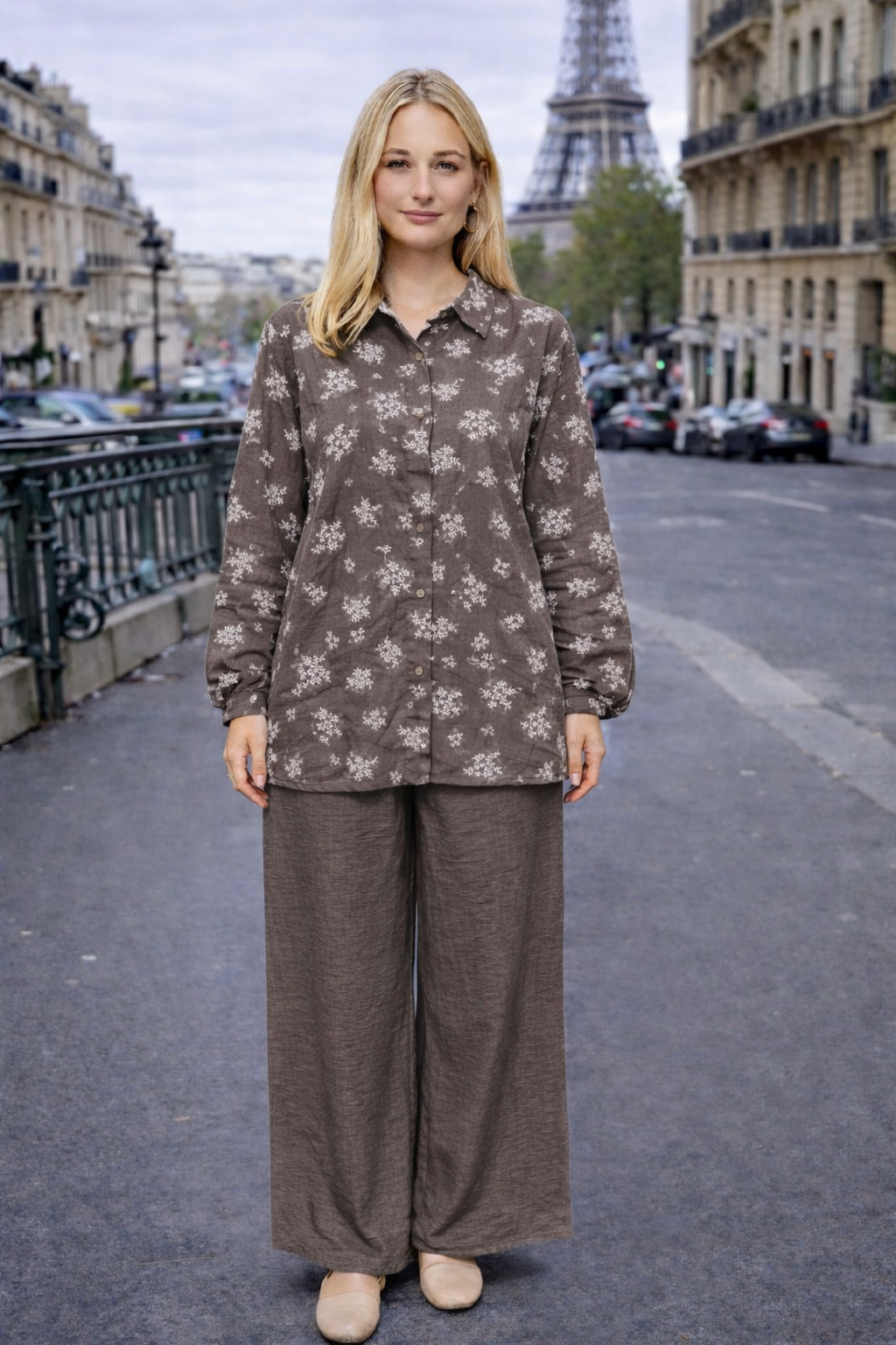 Ensemble 2 pièces chemise + pantalon imprimé – ZF2402-1