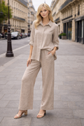 Ensemble 2 pièces lin – Chemise + Pantalon fluide - ZJ2402