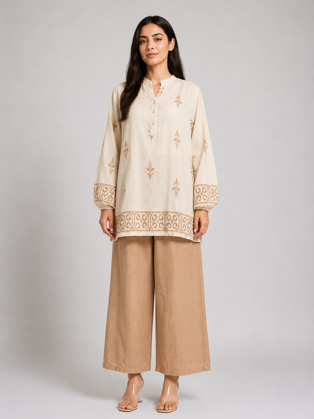 Ensemble tunique brodée et pantalon DY2565A