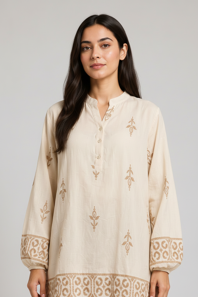 Ensemble tunique brodée et pantalon DY2565A