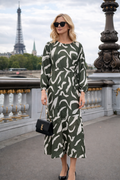 Robe longue imprimée abstrait - YH2418-2