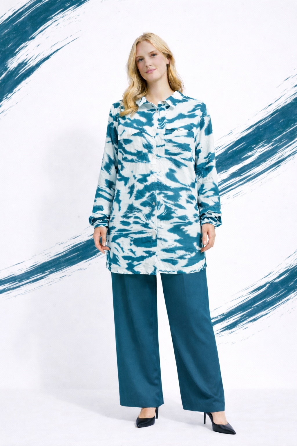 Ensemble imprimé oriental avec bordures - YH2416-1