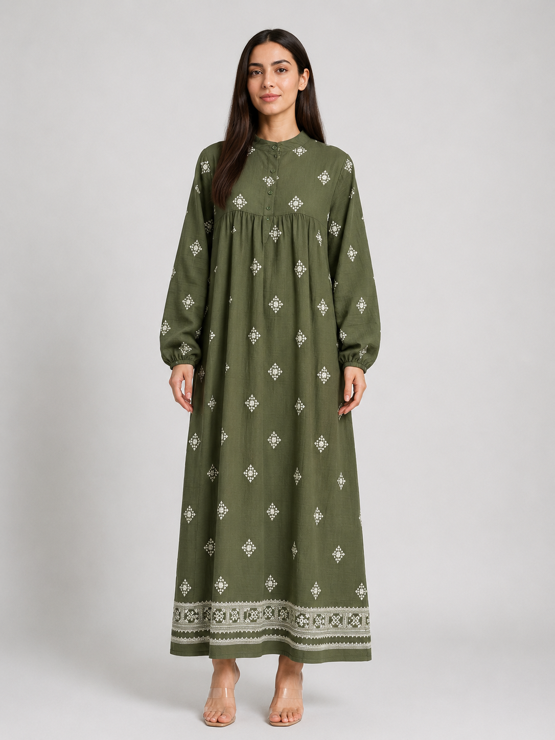 Robe longue brodée motif géométrique DY2411A