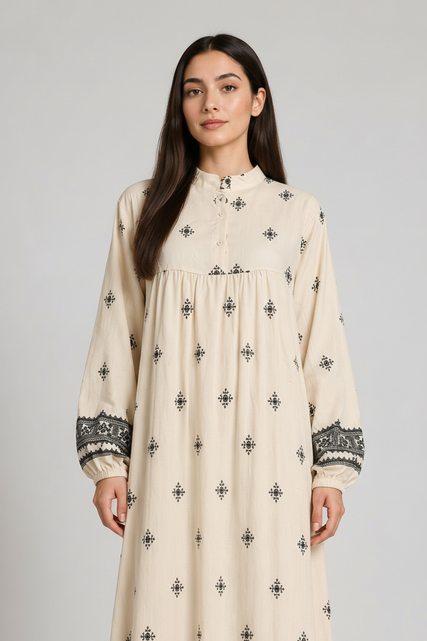 Robe longue brodée col montant DY2411B