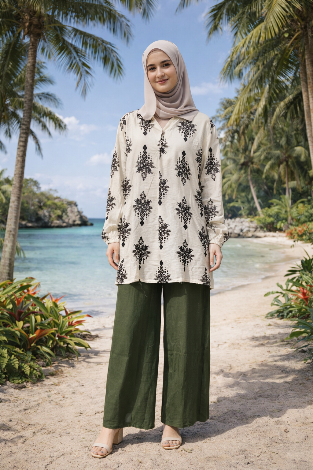 Ensembles longue fluide imprimée élégante - YH2553-1