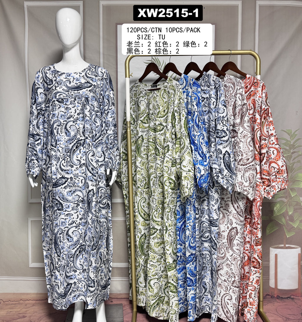 Robe longue imprimée paisley oversize – XW2515-1