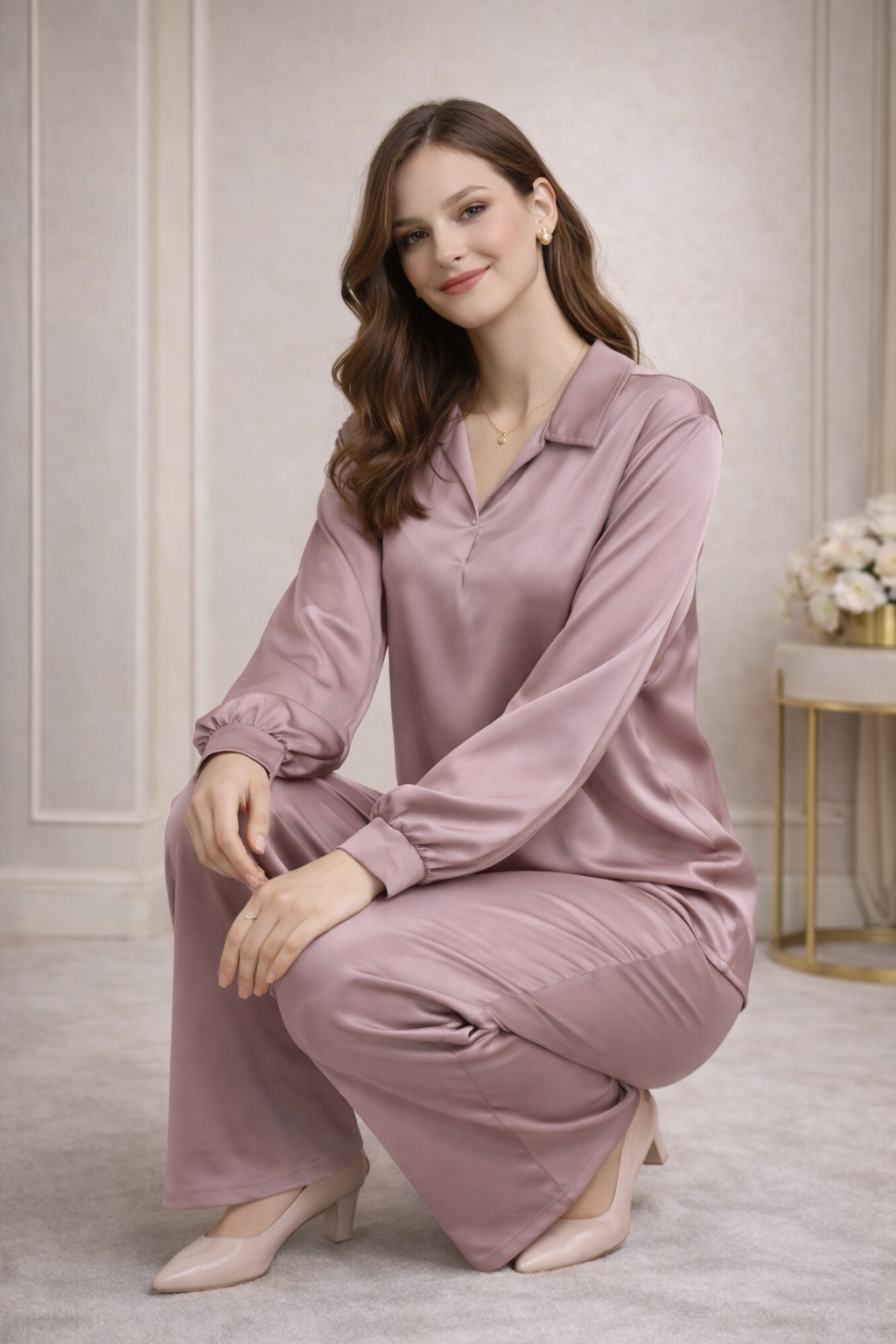 Ensemble Satin Luxe Femme – Coupe Ample & Raffinée - MY2541