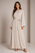 Robe longue satinée manches travaillées MY2473