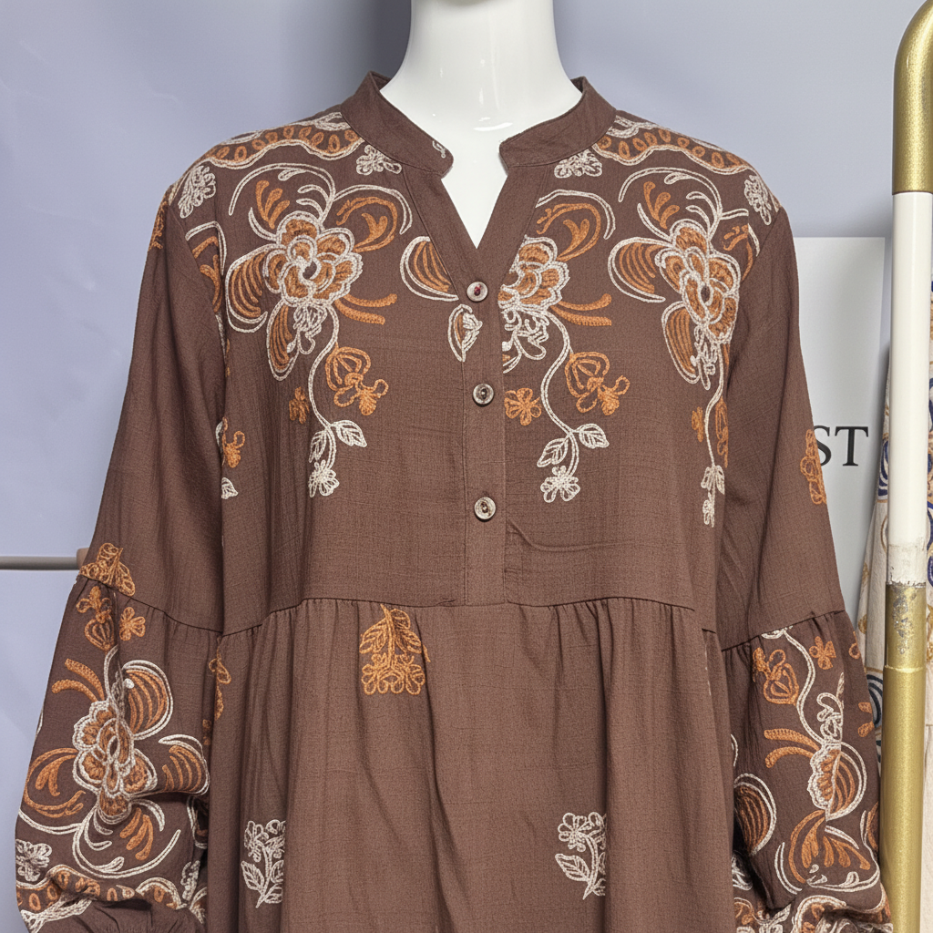 Robe longue brodée florale - DY2602