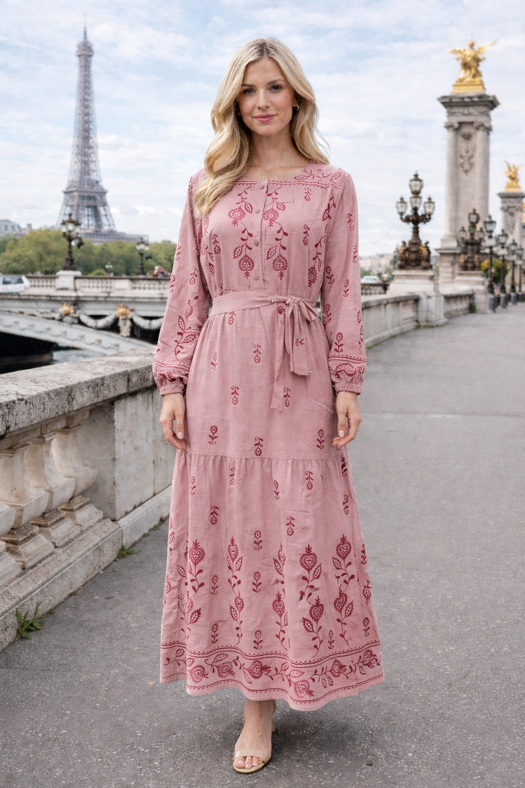 Robe longue imprimée bohème - YH2408-2