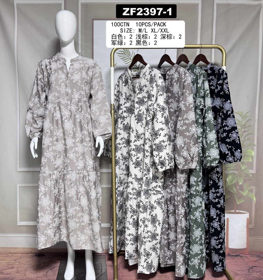 Robe longue imprimée arabesque – ZF2397-1