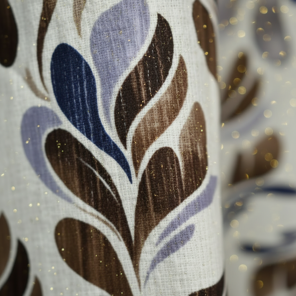 Robe longue fil d'or imprimé feuillage – JX2456