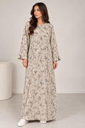 KQ2447C – Robe longue effet chiné manches larges