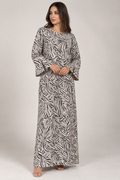 KQ2447D – Robe longue imprimé zébré manches larges