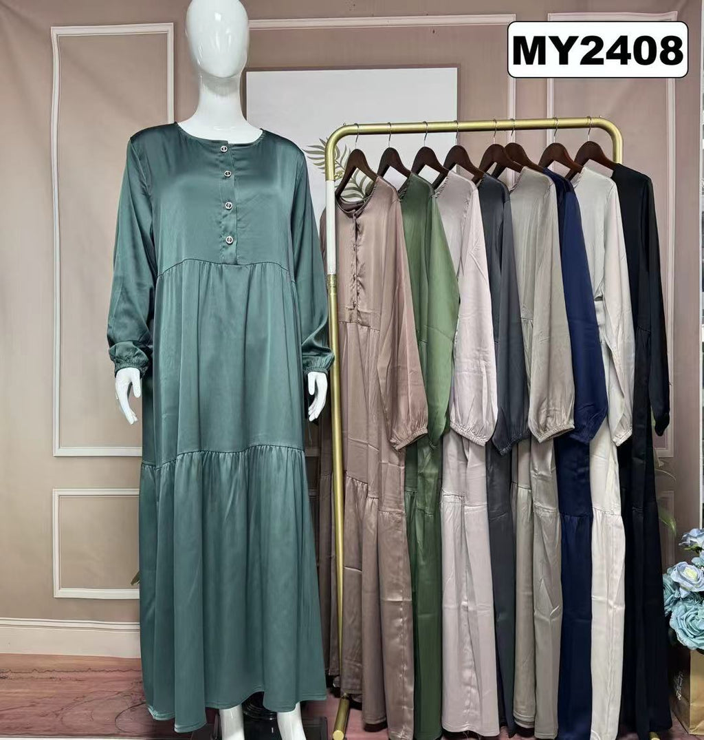 Robe Longue Satinée Boutonnée - MY2408