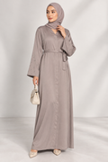 Robe longue satinée ceinturée MY2460-1
