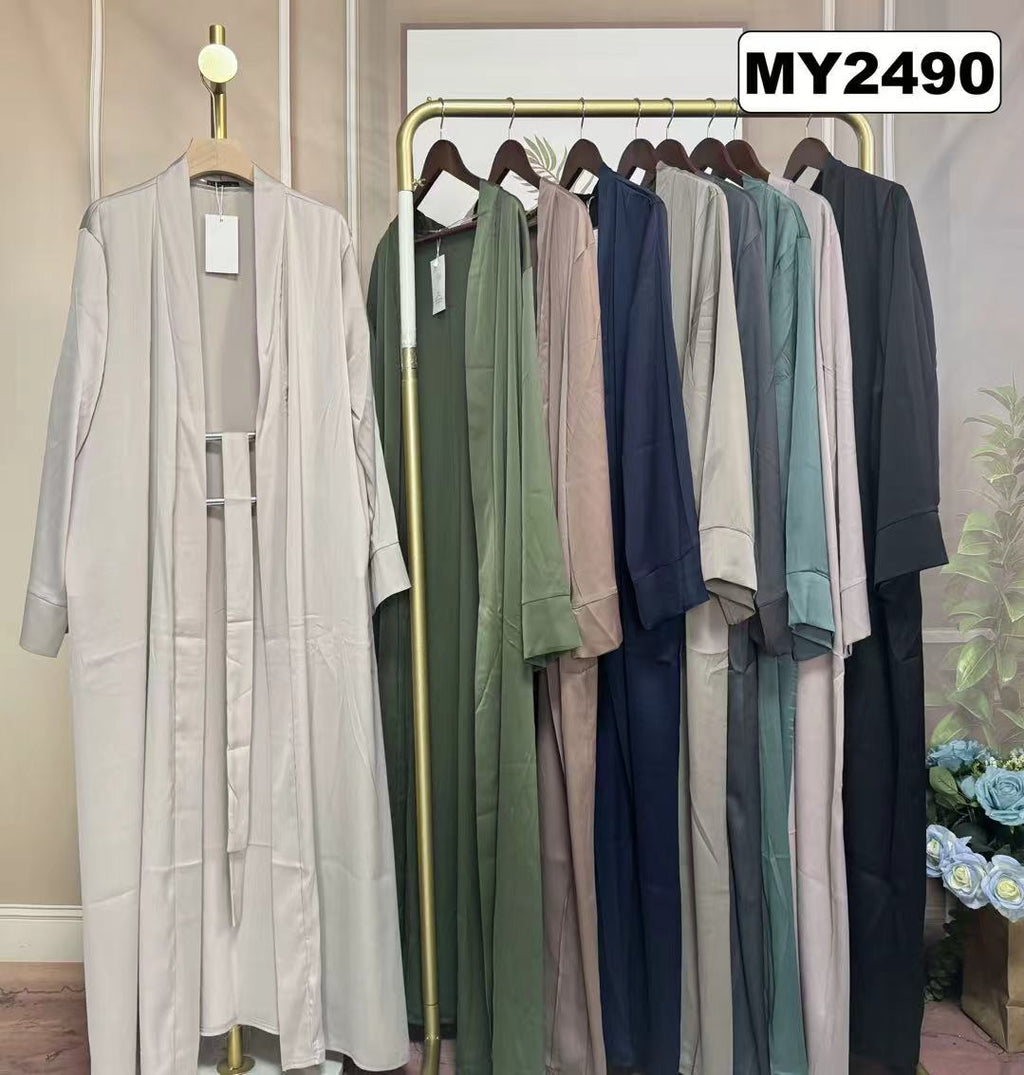 Kimono Satiné Long avec Ceinture - MY2490