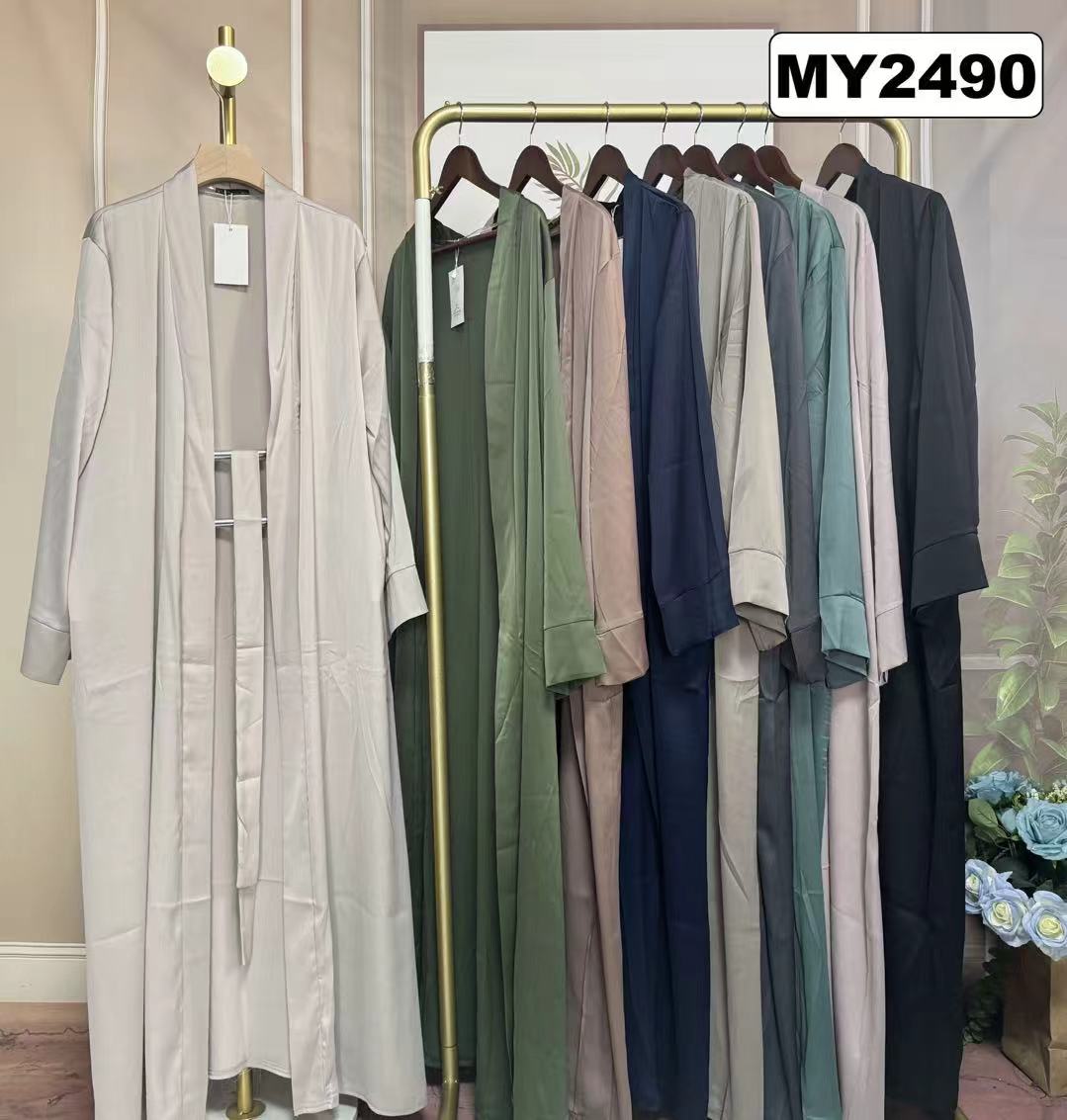 Kimono Satiné Long avec Ceinture - MY2490