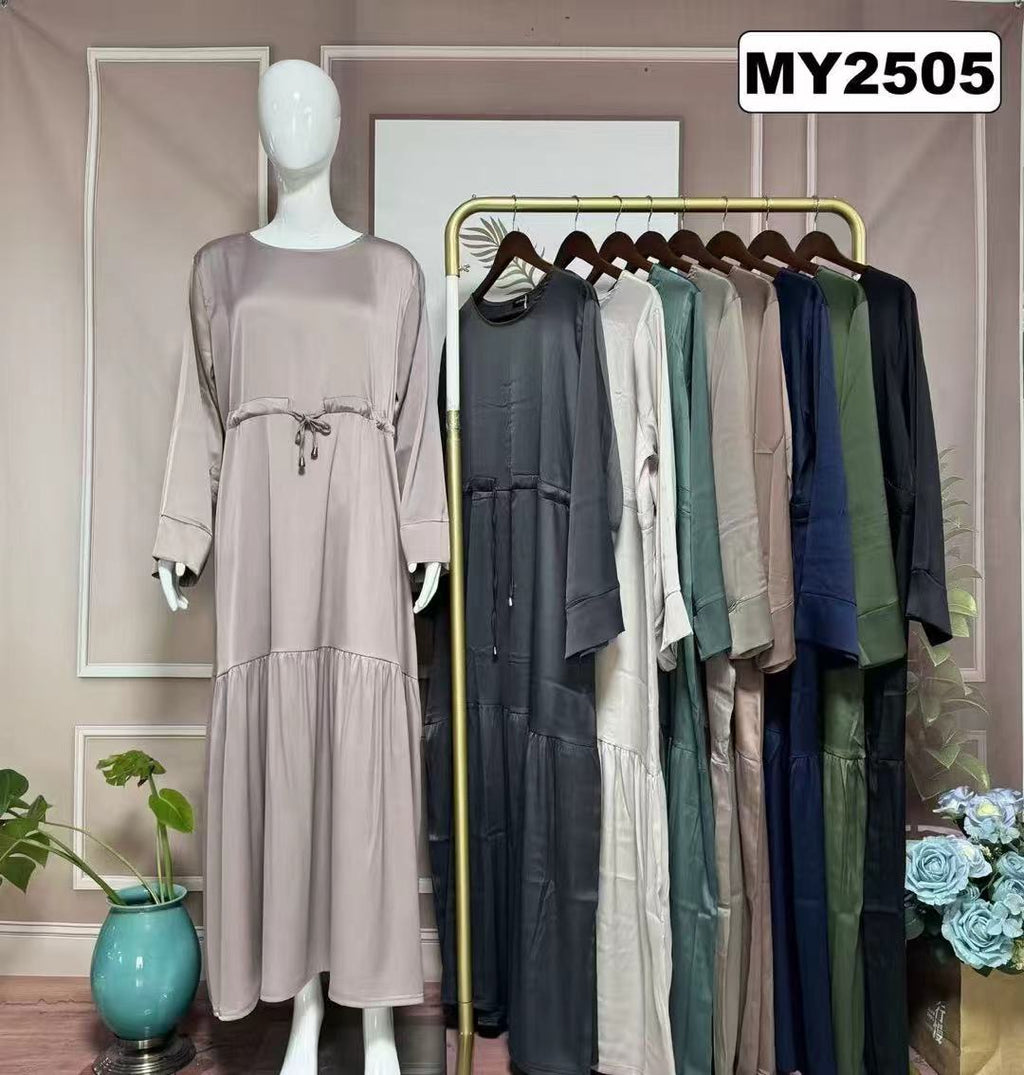 Robe Longue Satinée Taille Ajustable - MY2505