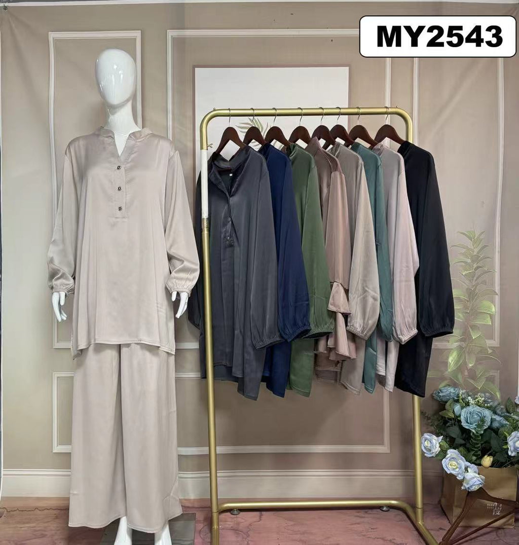 Ensemble Fluide Chemise Boutonnée & Pantalon Large - MY2543