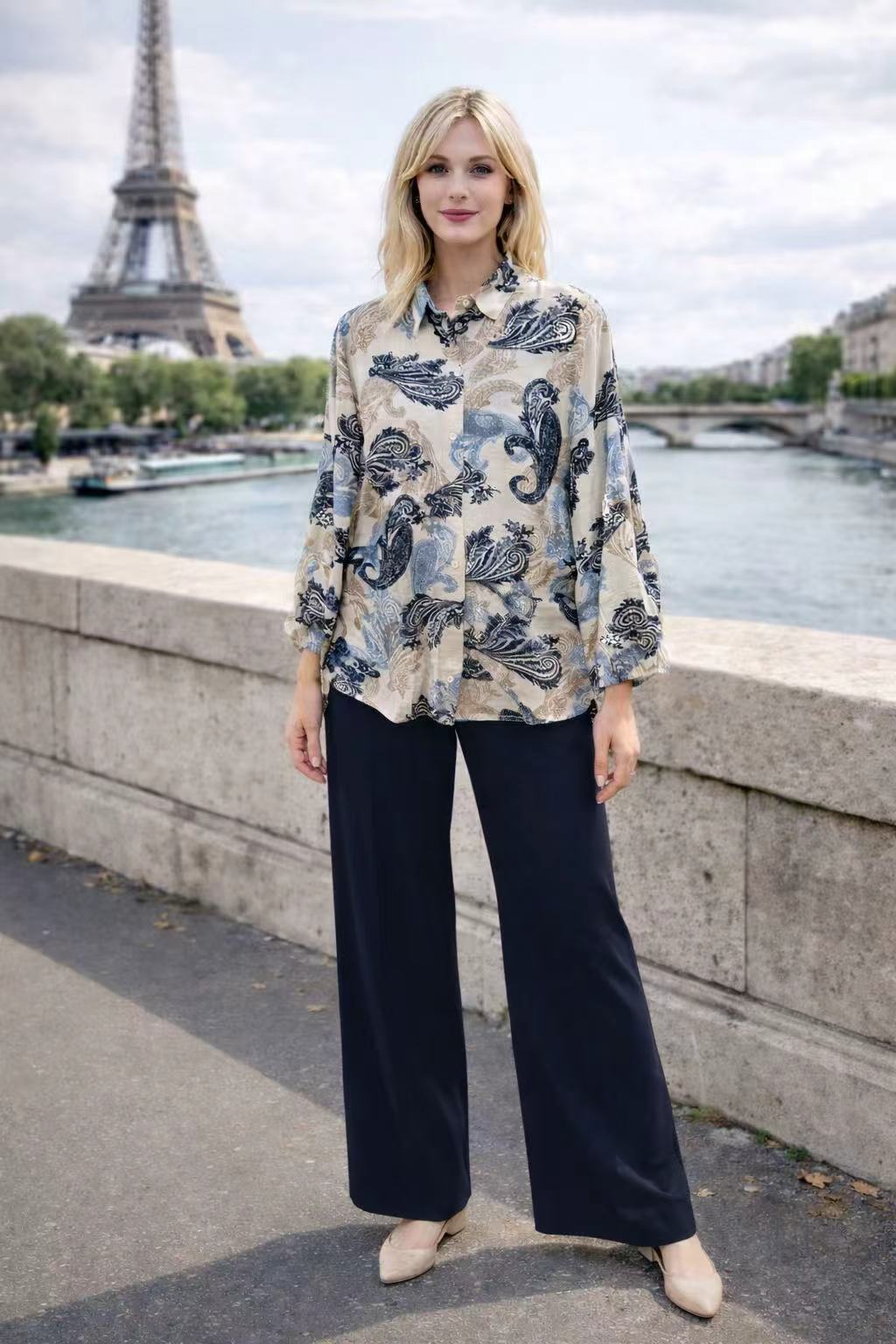 Ensemble bohème imprimé – tunique & pantalon fluide - YH2402-1