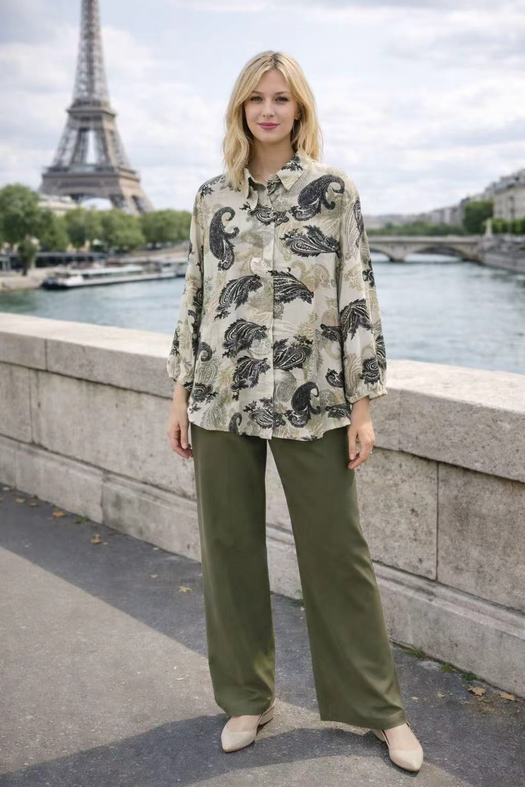 Ensemble bohème imprimé – tunique & pantalon fluide - YH2402-1
